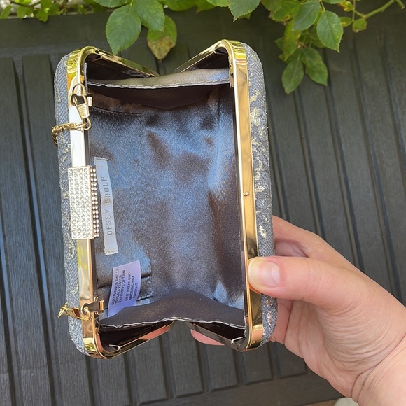 Gray Satin & Lace Clutch - Picture 8 of 17